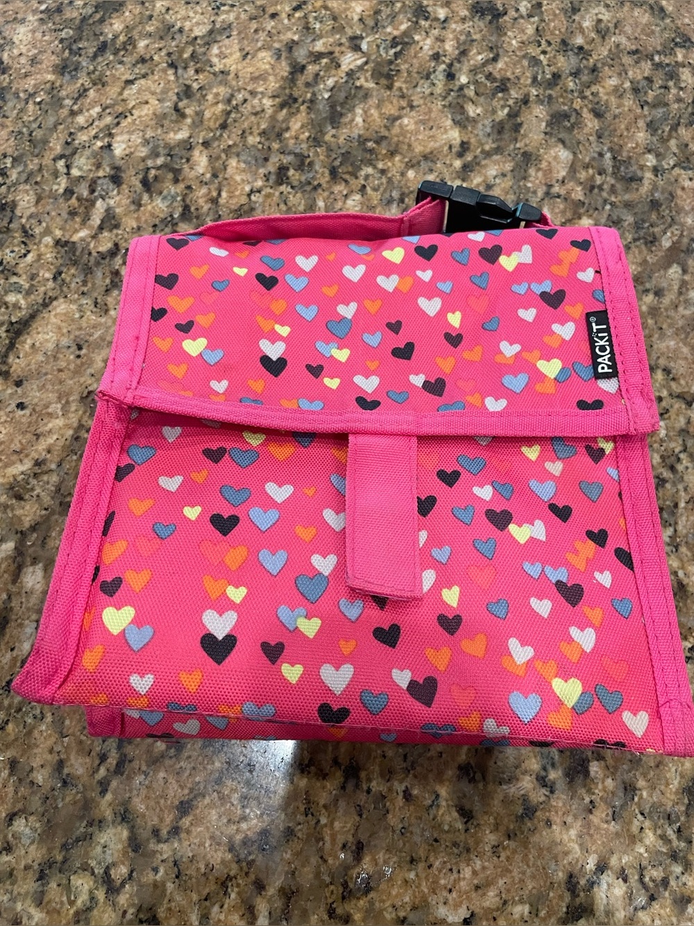 PackIt FREEZABLE Pink Heart Print Insulated Bag